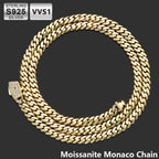 925 Silver VVS Moissanite Monaco Chain Necklace