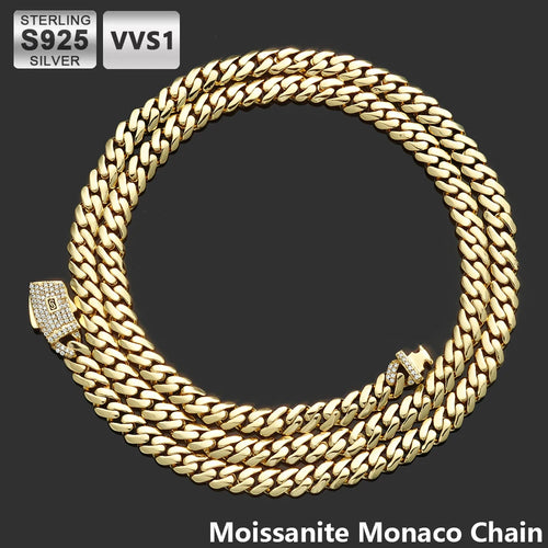 925 Silver VVS Moissanite Monaco Chain Necklace