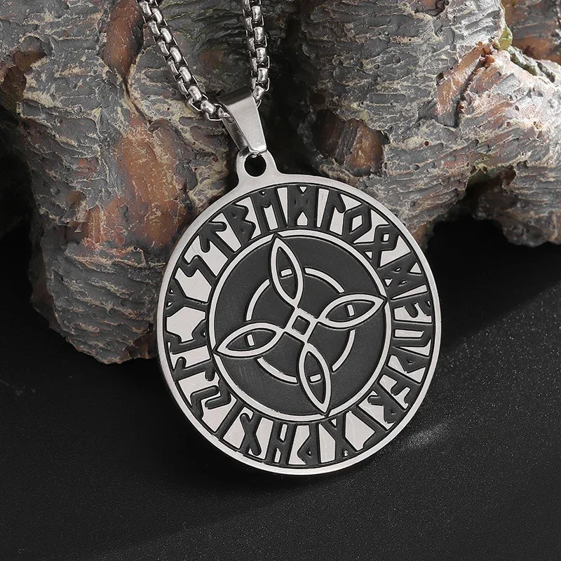 Stainless Steel Trinity Celtic Knot Nordic Rune Pendant Necklace Retro Ethnic Style Irish Knot Lucky Amulet Jewelry for Men