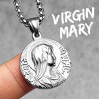 Virgin Mary Cross Pendant — Stainless Steel