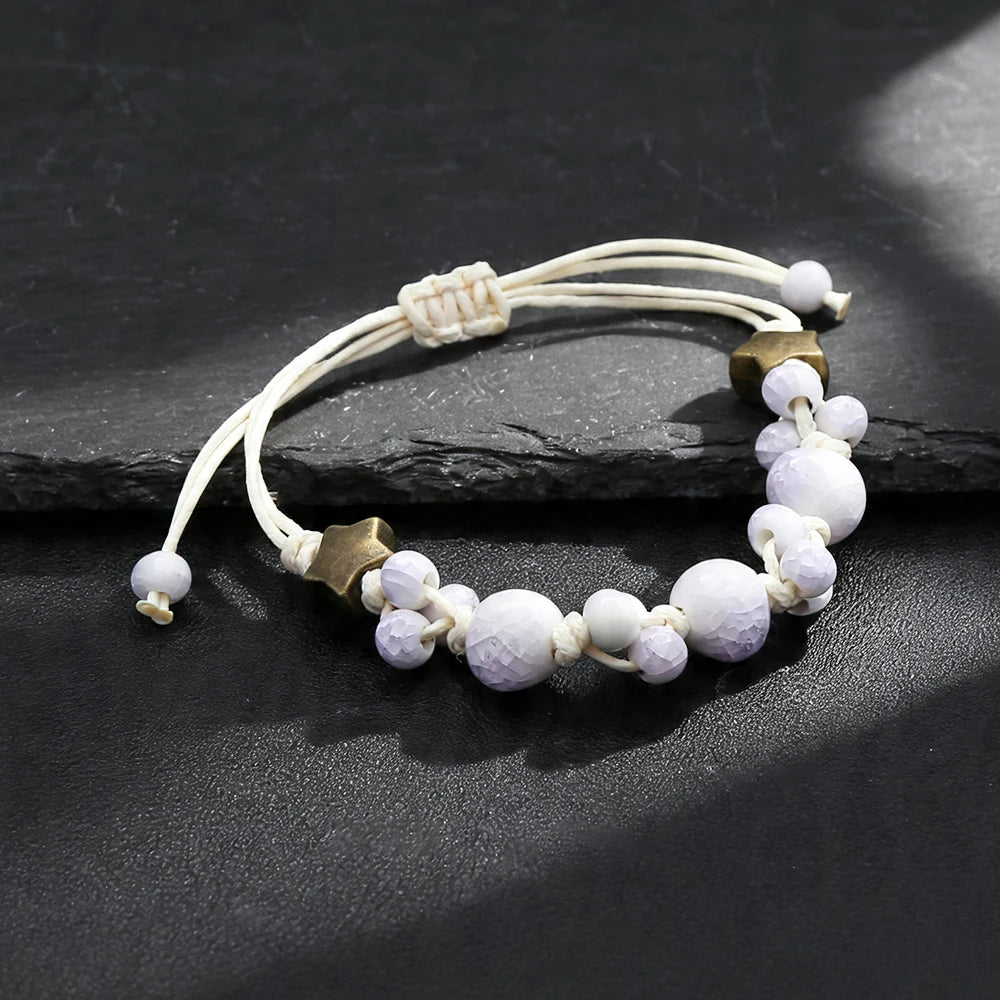 Rope Ceramic Bead Bracelet — Stainless Steel