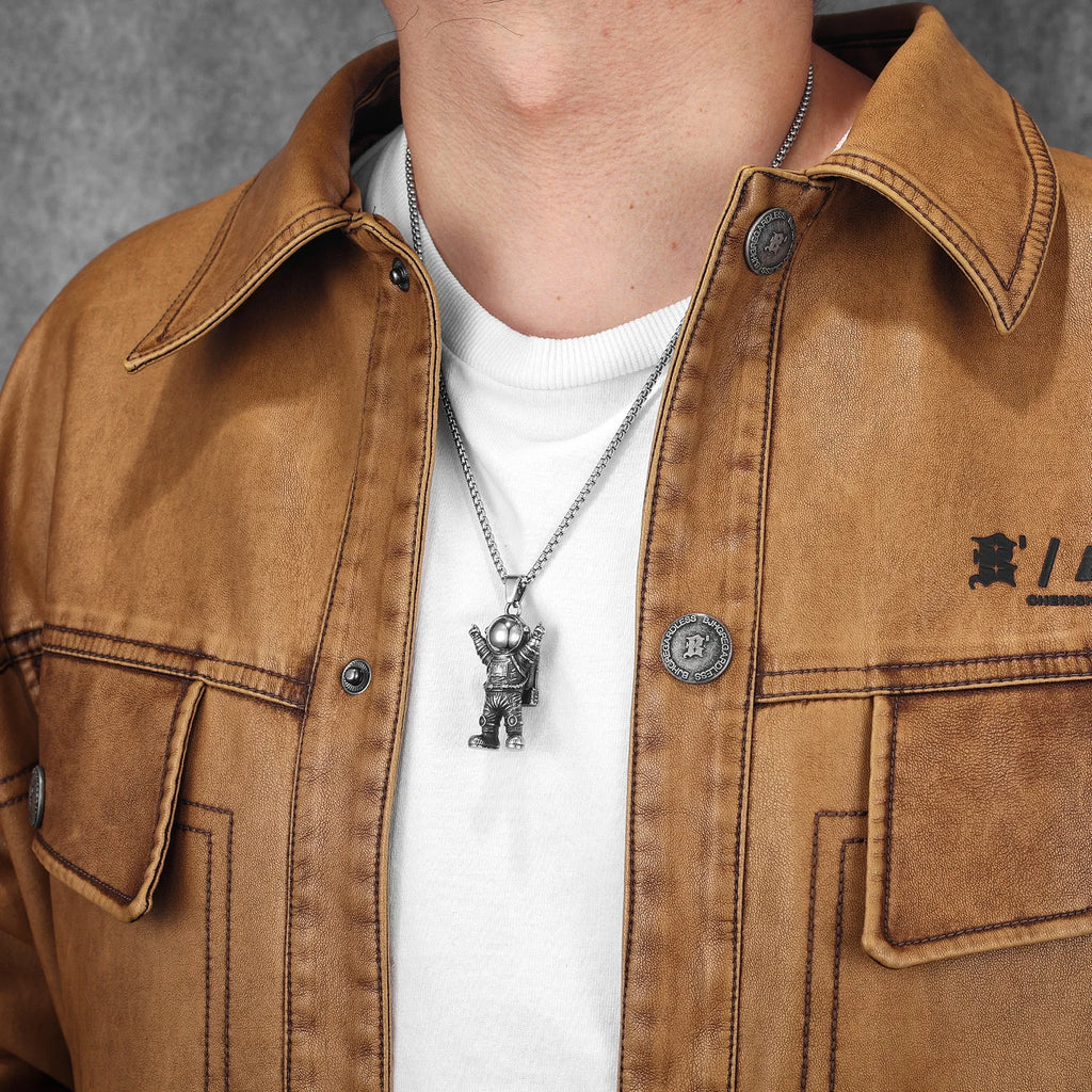 Astronaut Pendant Necklace — Stainless Steel