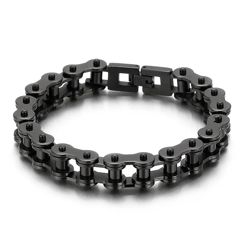 Retro Heavy Brush Stainless Steel Motorcycle Chain Bracelet 11/13MM Wide Mens Women Bike Biker Bracelets Hip-Hop Jewelry 19-23cm