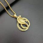 Cobra Red Eye Alloy Men Pendant Necklace Hollow Out Grave Python Men Metal Pendants Neck Chian Jewelry Fashion Accessory