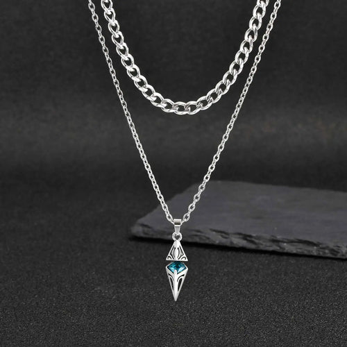 Blue Stone Layering Necklace — Stainless