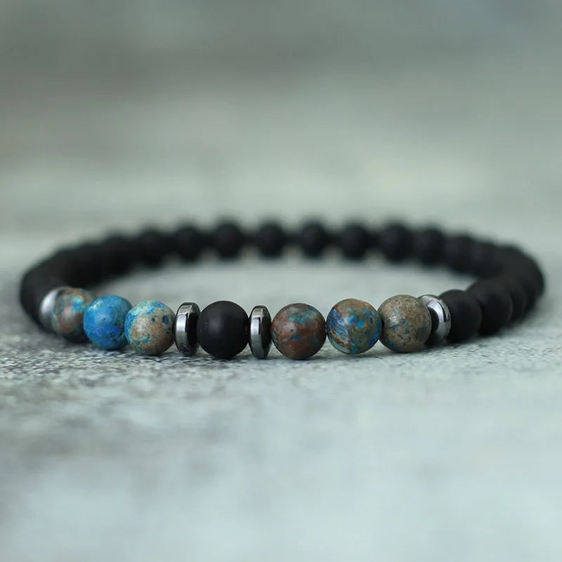 Noter Minimalist Beaded Bracelet For Men 6mm Hematite Onyx Tiger Eyes Stone Braclet Leisure Accessories Pulseras Para