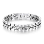 Loe | Men Stainless Steel Punk Bracelet Fashion Boy Watchband Gold Plated Hip Hop Jewelry New Design