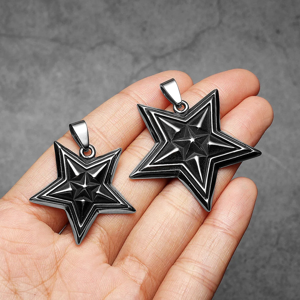 Star Pentagram Pendant Necklace Stainless Steel