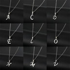 Vintage Initial Letter Pendant Necklace for Women Simple Stainless Steel Letter Glossy Clavicle Chain Choker Necklaces Jewelry