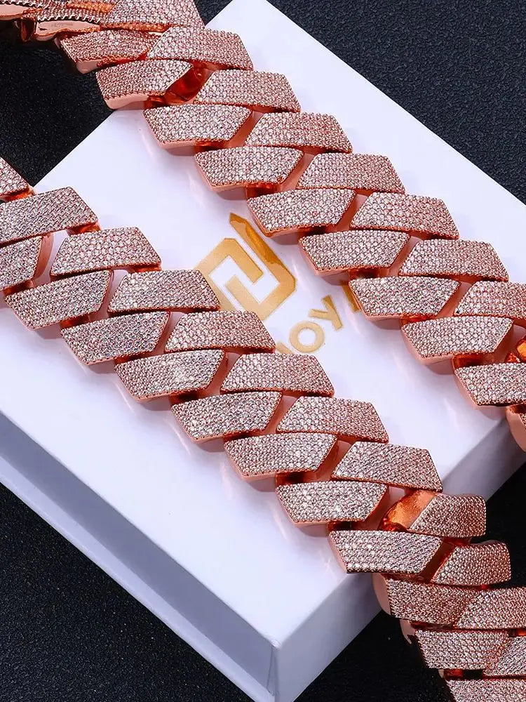 Iced Out Cuban Chain Necklace Stainless Steel 25MM