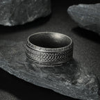Antique Rune Pattern Engraved Stainless Steel Ring for Men Viking Punk Gothic Edgy Jewelry Mystic Biker Accessories