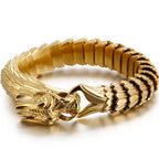 Dragon Head Animal Man Bracelet Gold Color 316L Stainless Steel Dragon Keel Chain Men's Bracelets Wristband Viking