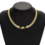 Gold-Tone Flat Snake Bone Chain Necklace 10mm — Stainless Steel