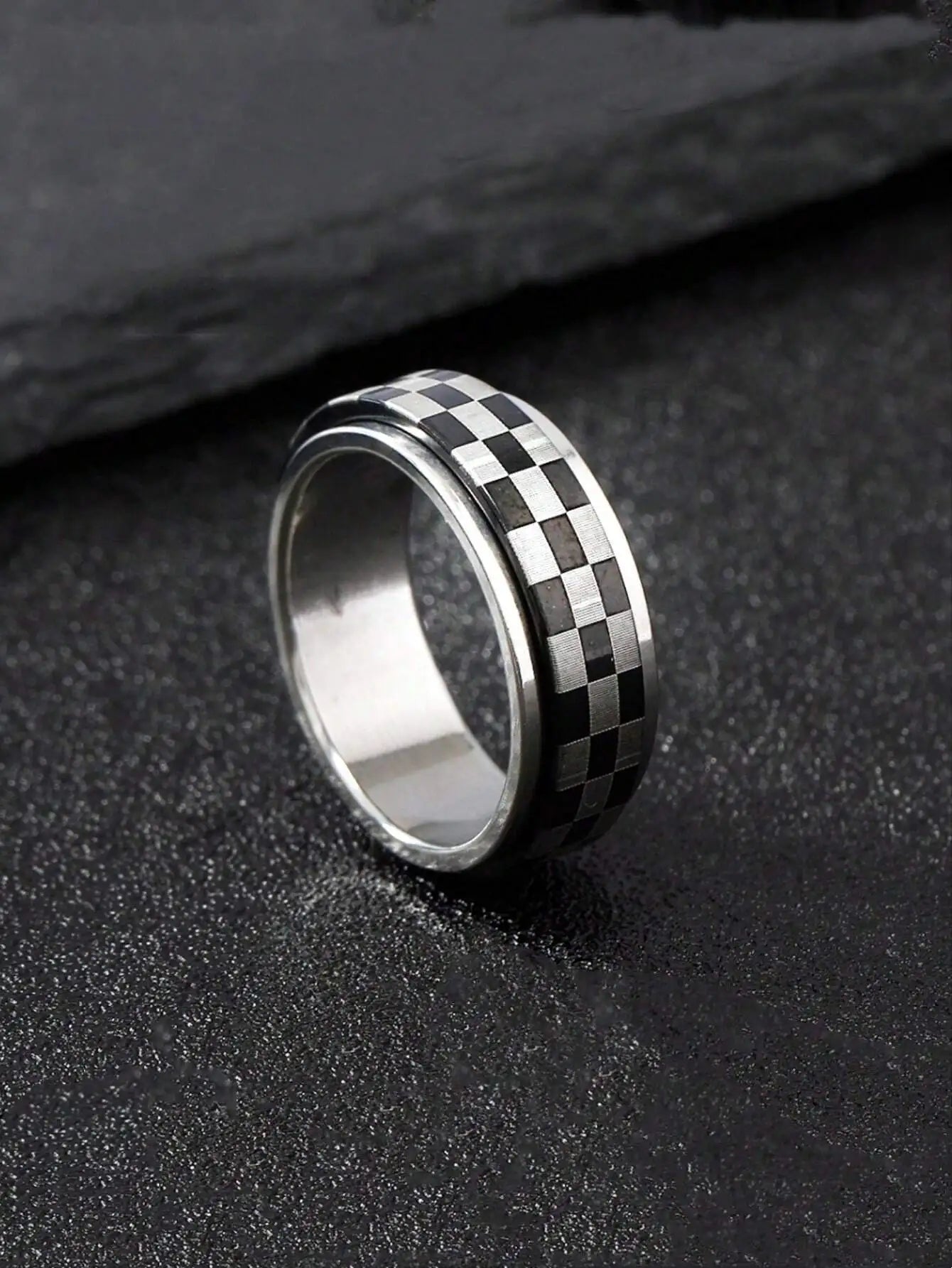 Moon Phase Spinner Ring — Stainless Steel
