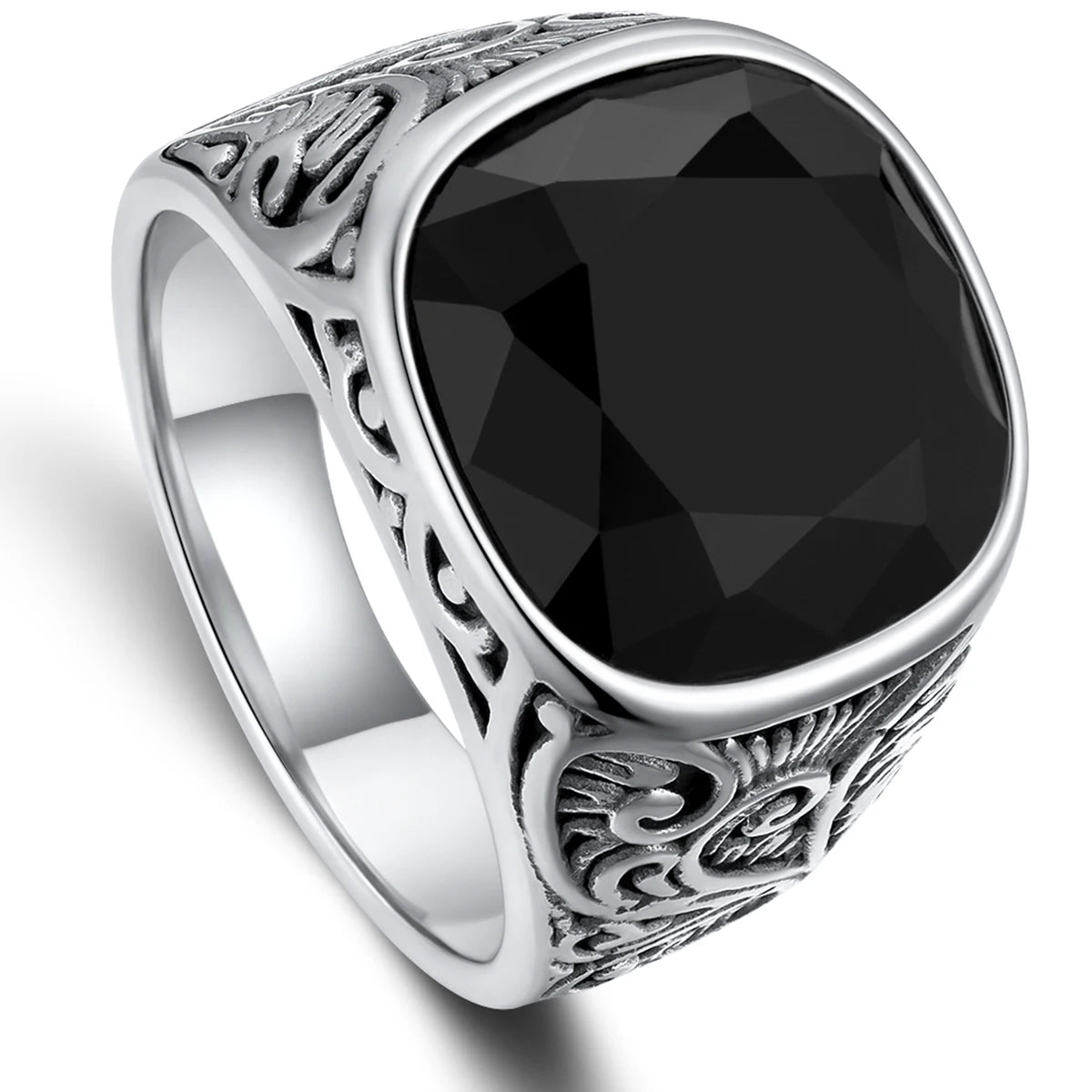 1pc Retro European American Style Men'S 316L Stainless Steel Ring, Fashionable Simple Creative Design, Synthetic Faux