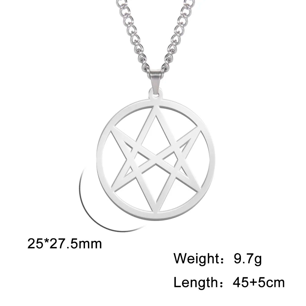 Thelema Unicursal Hexagram Pendant Necklace — Stainless Steel