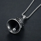 Pirate Skull Moto Bell Pendant Necklace — Gothic Motorcycle Rider