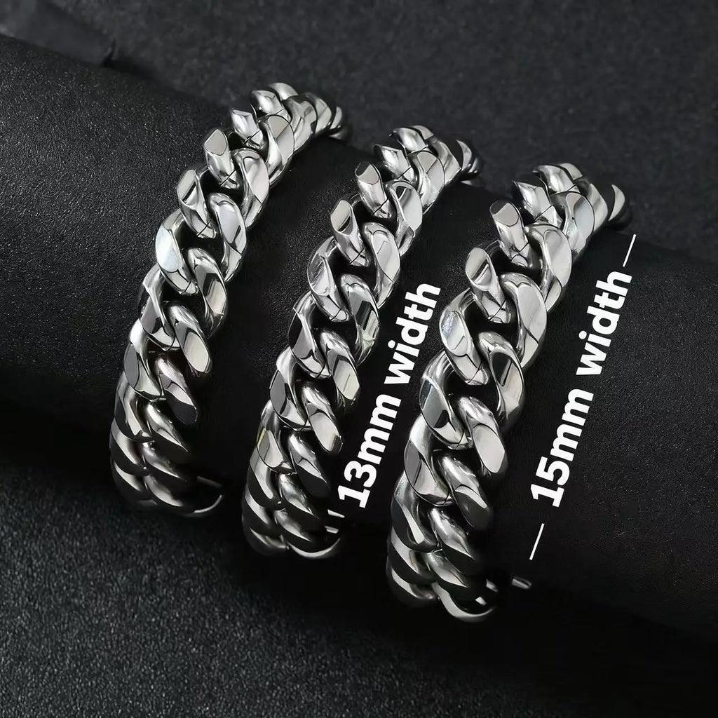 Cuban Steel Bracelet 316L 13mm/15mm Punk