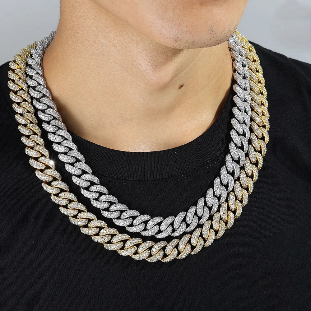 Cuban Chain Necklace Iced Out Gold 15MM