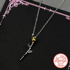 Two-Tone Rose Flower Pendant — 925 Silver