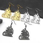 Cat Gold Earrings Cute Kitty Animal Hollow Hoop
