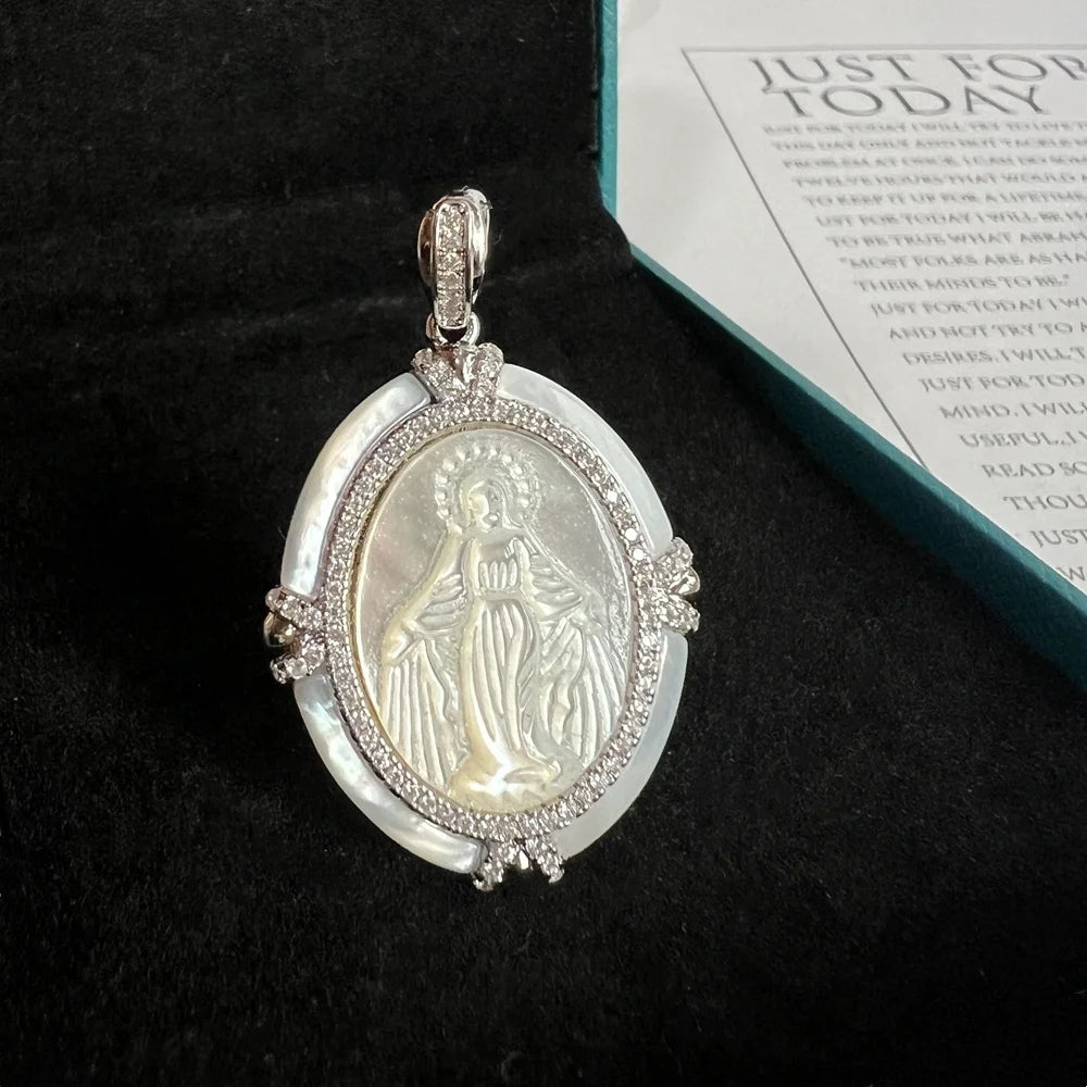 Virgin Mary Silver Pendant Necklace