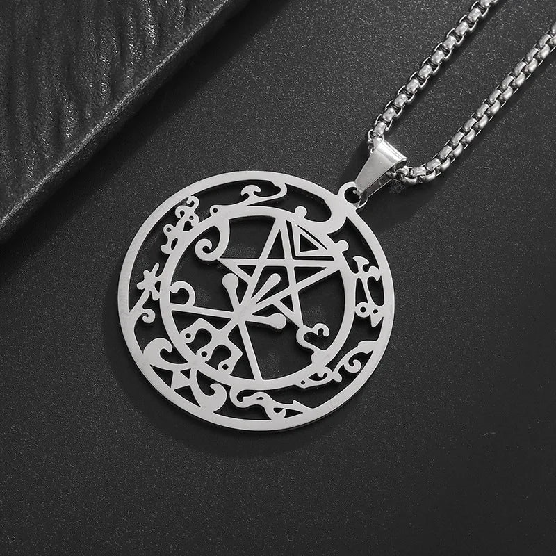 Lucifer Pentagram Medal Pendant — Stainless Steel
