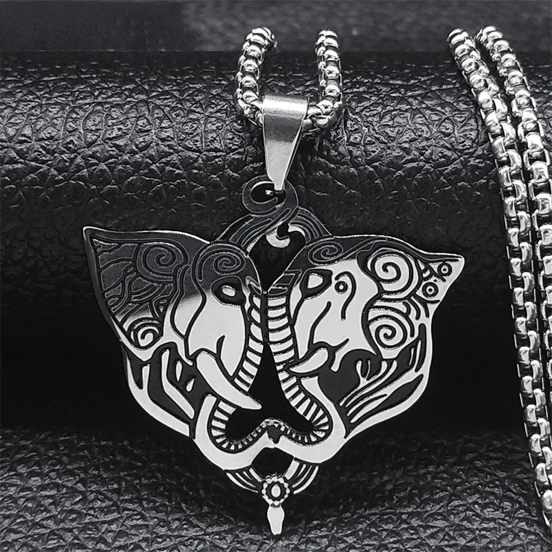 Egyptian Double-Headed Elephant Pendant Necklace