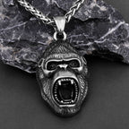Stainless Steel Animal Gorilla Pendant Necklace Men's Domineering Roar Necklace Biker Vintage Punk Chain Jewelry Party