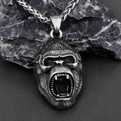 Stainless Steel Animal Gorilla Pendant Necklace Men's Domineering Roar Necklace Biker Vintage Punk Chain Jewelry Party