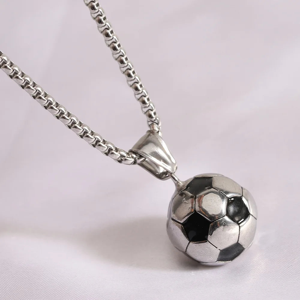 Football Soccer Steel Pendant 316L Necklace