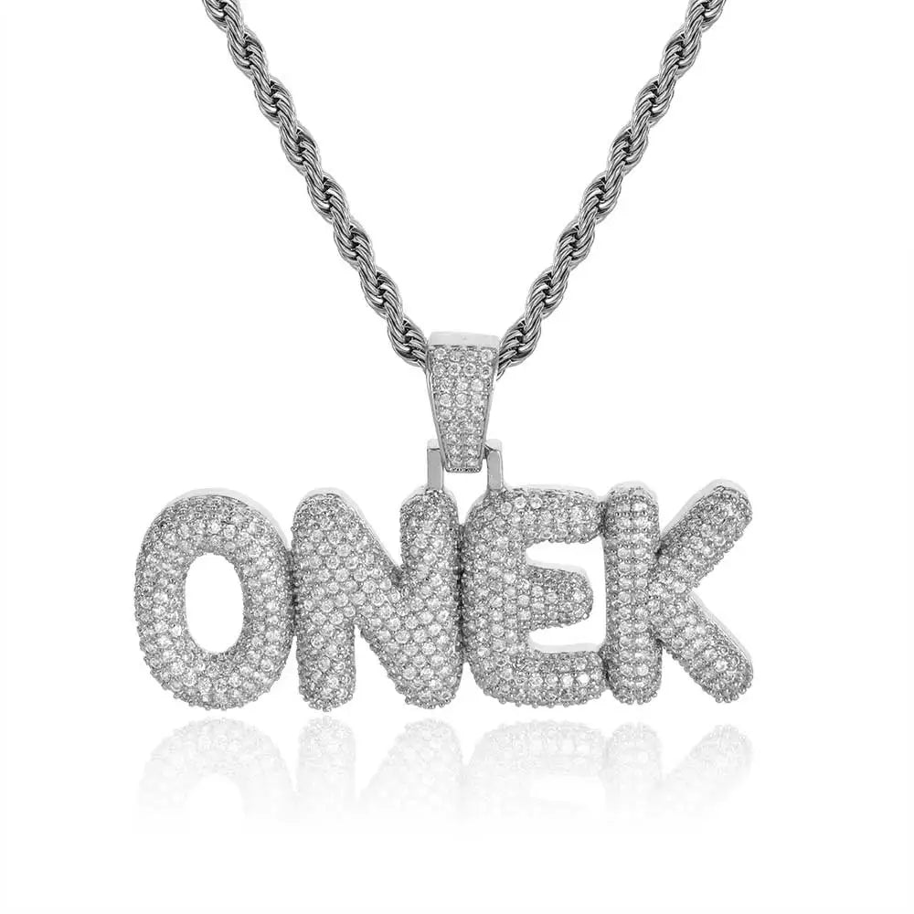 Iced Out Letter Pendant Necklace Name