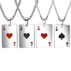 Lucky Ace Playing Card Suit Pendant Necklace — Stainless Steel