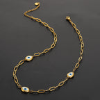 Greatera Three Devil's Eyes Bracelet For Women Men Simple Gold Color Plating Geometry Creative Stainless Steel Charm