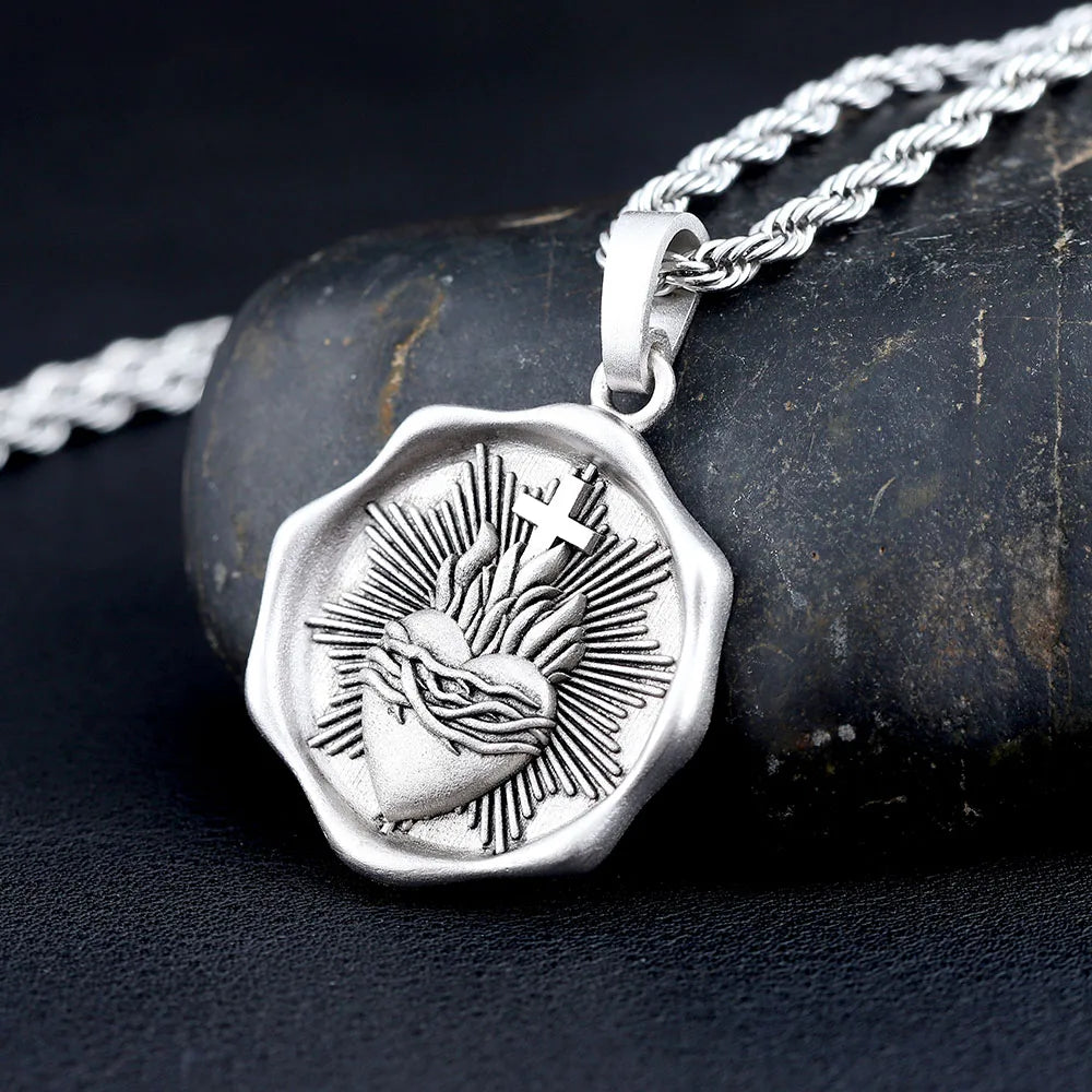 Heart of Thorns Cross Pendant — 925 Silver
