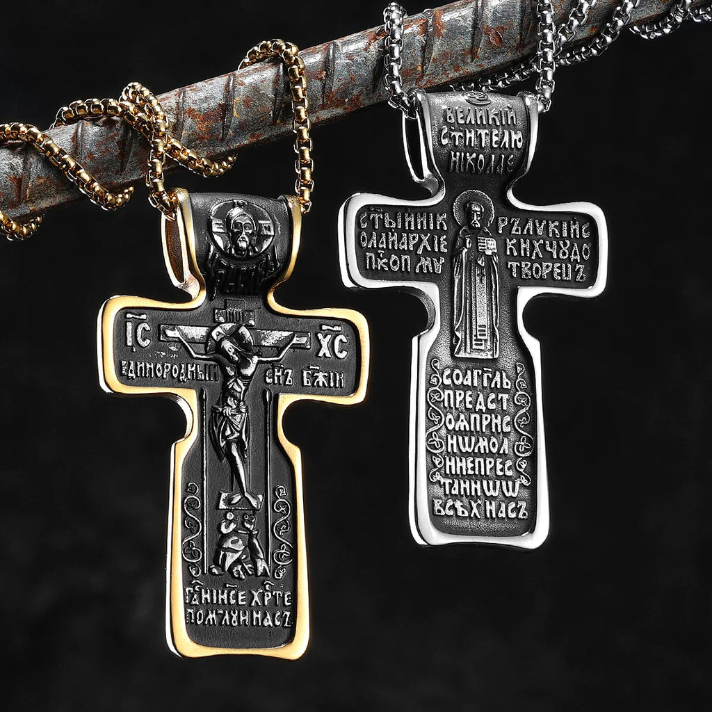 Jesus Cross Pendant Necklace — Stainless Steel