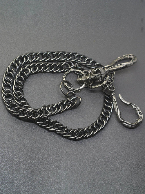 24 Inch Hip Pop Gunmetal Black Wallet Pants Biker Jean 10mm Curl Chain Large Skull Blet U Hook Gift for Friend EDC FOB
