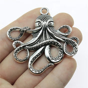 Large Octopus Pendant Charm — Silver-Tone, 59mm