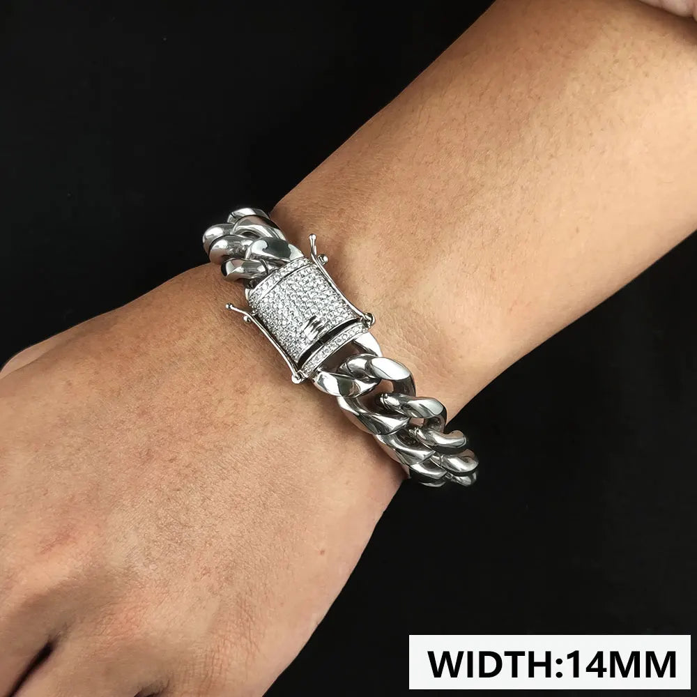 Iced Out Cuban Bracelet Stainless Steel Miami