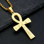 Vintage Punk Anka Cross Pendant Stainless Steel Egyptian Necklaces For Men Women Unique Rune Amulet Jewelry Gifts
