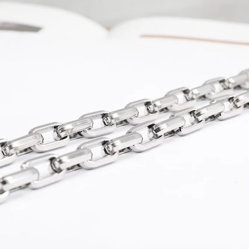 Men Thick Rectangle Paperclip Link Choker Necklace 316L Stainless Steel No Pendant Minimalist Hop Street Layer Neck Jewelry