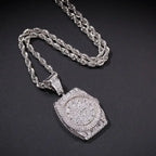 Zircon Watch Shape Pendant Necklace — Zinc Alloy