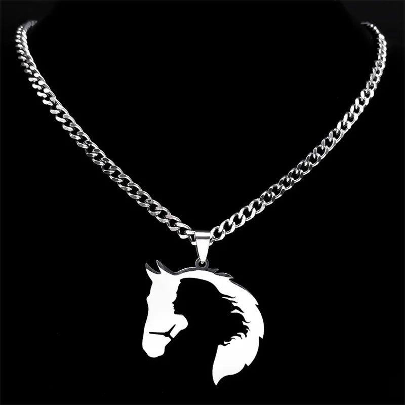Horse Steel Pendant Silhouette Hollow Horsehead