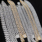 925 Silver Cuban Chain Necklace Iced Out 10-20MM