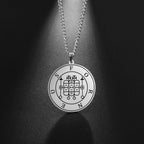 LIKGREAT Stainless Steel Lesser Key of King Solomon Occult Sigil 72 Demon Medalion Necklace for Men Women Pagan