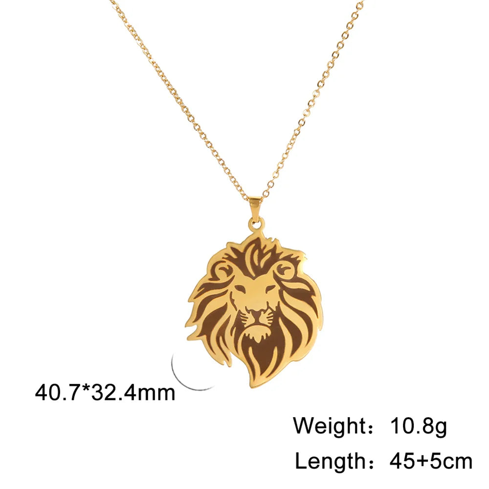 Lion Head Box Chain Pendant — Stainless Steel