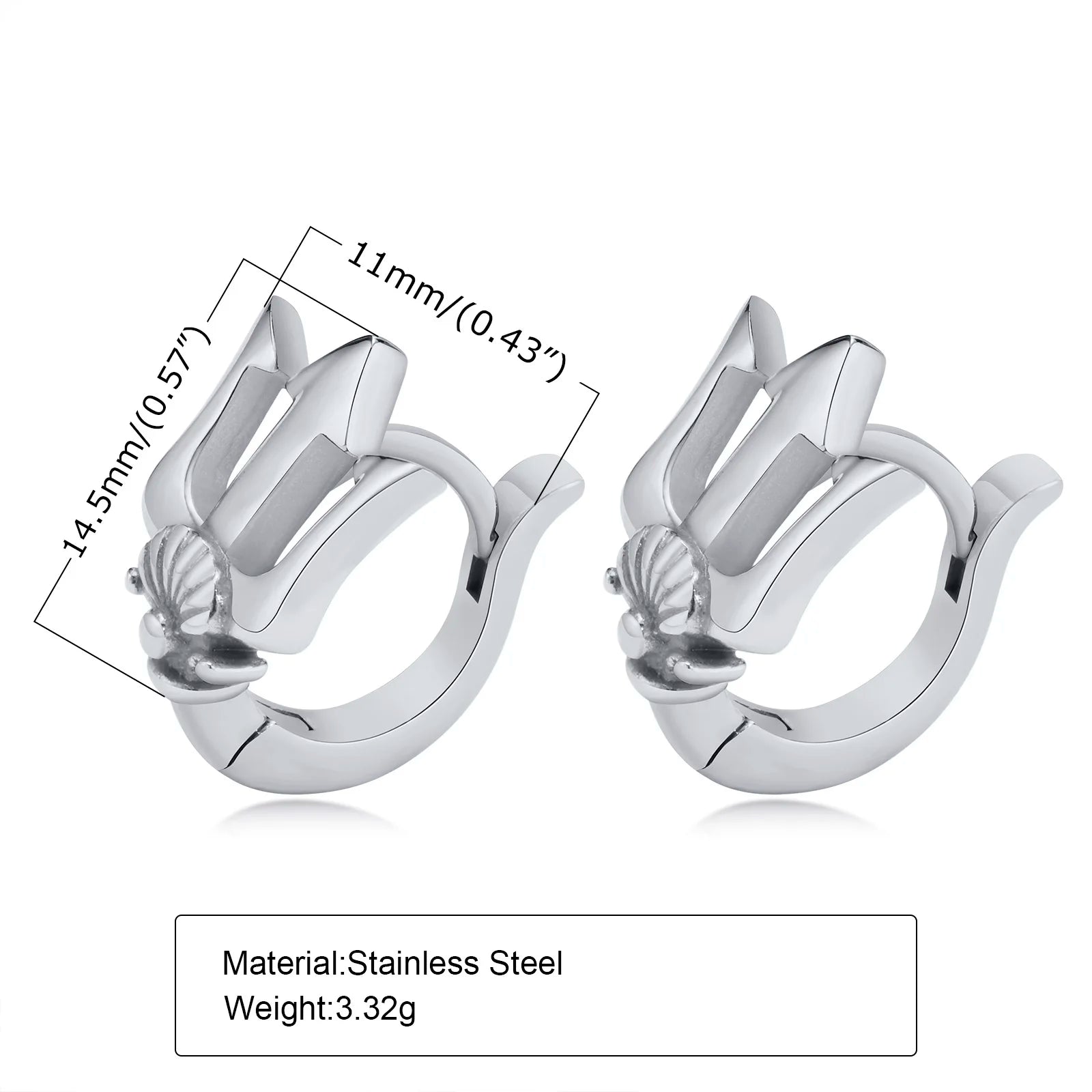 Trident Neptune Hoop Earrings — Stainless Steel