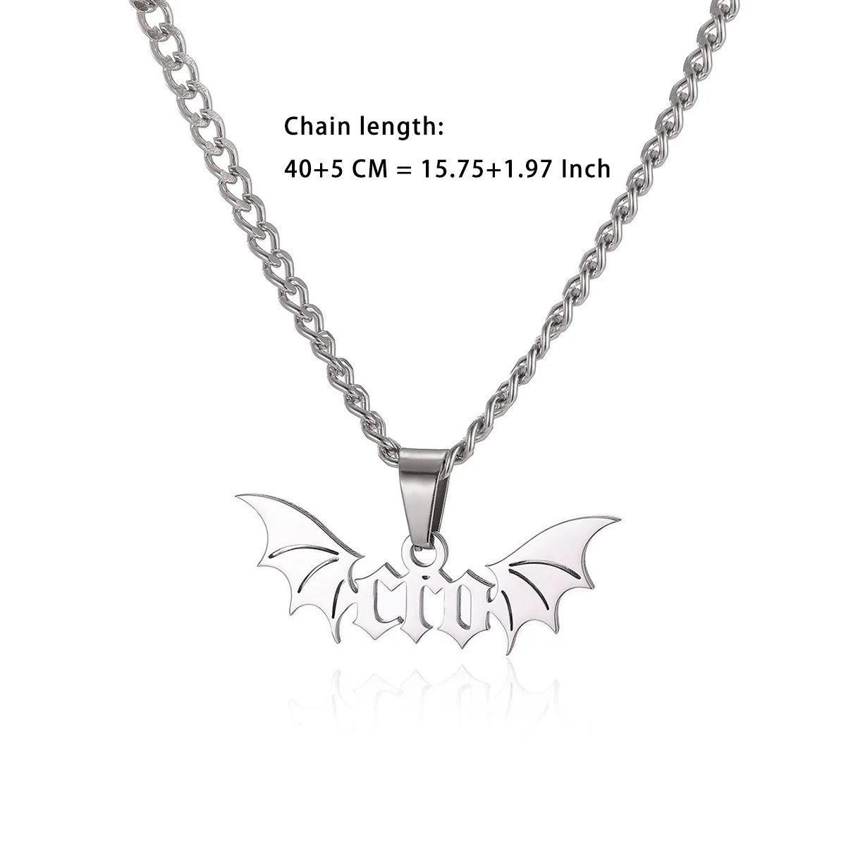 Gothic Bat Wings Cuban Chain Necklace — Stainless Steel