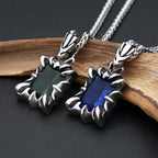 Stone Pendant Necklace Black — Stainless Steel