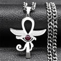 Cross Horus Eye Steel Pendant Ancient Ankh Egypt